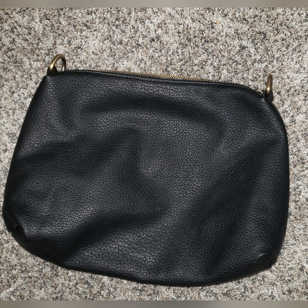 Joy Susan Black Bag with Textured Vegan Leather and Gold Hardware